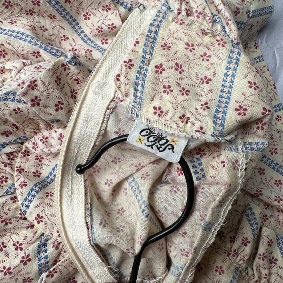 Vintage Oops Floral Print High Neck Peasant Blouse Ruffle Size Small 70s Cream - Picture 6 of 16